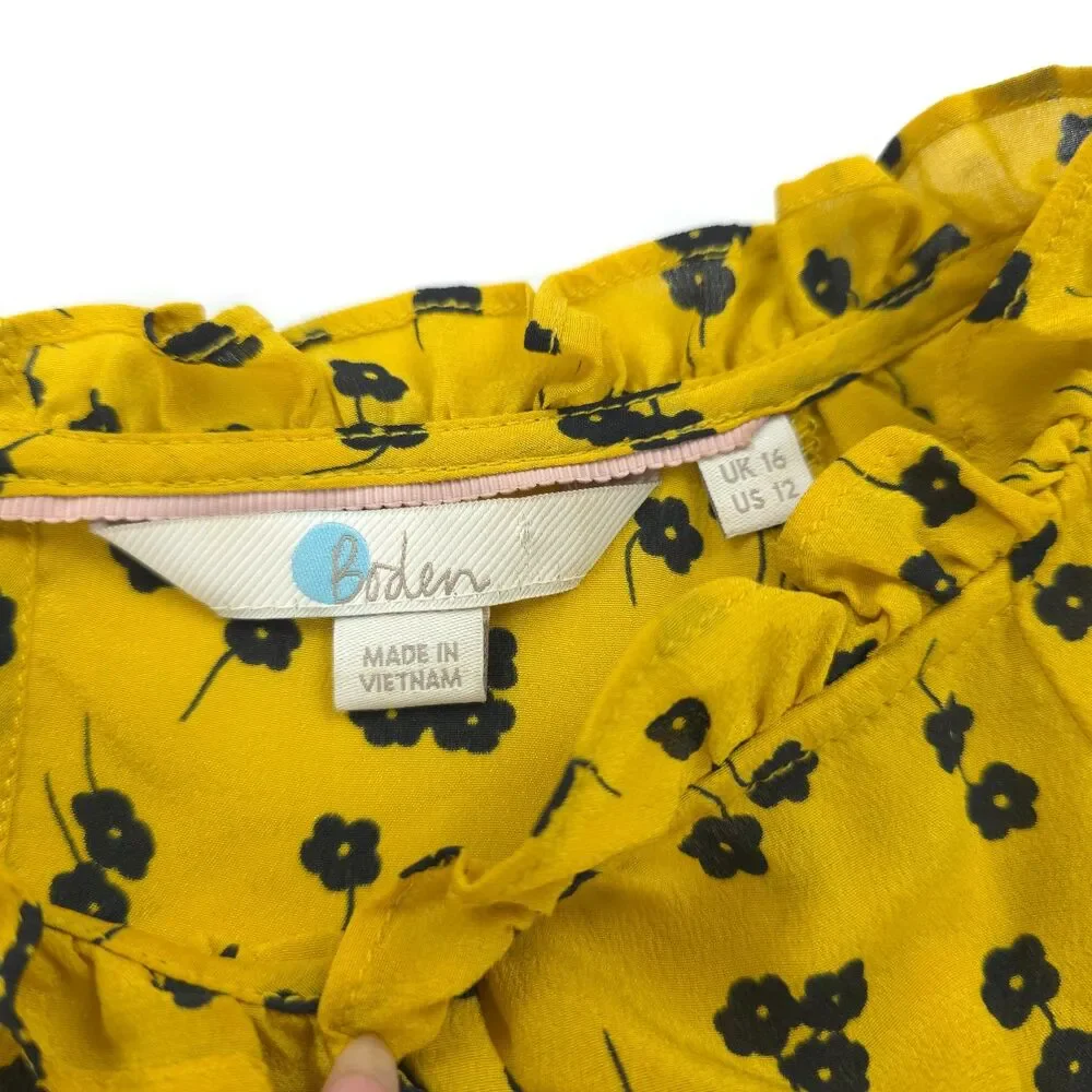 BODEN Sadie Silk Top Puff Sleeve Cottagecore Soft Girl Boho French Girl Preppy